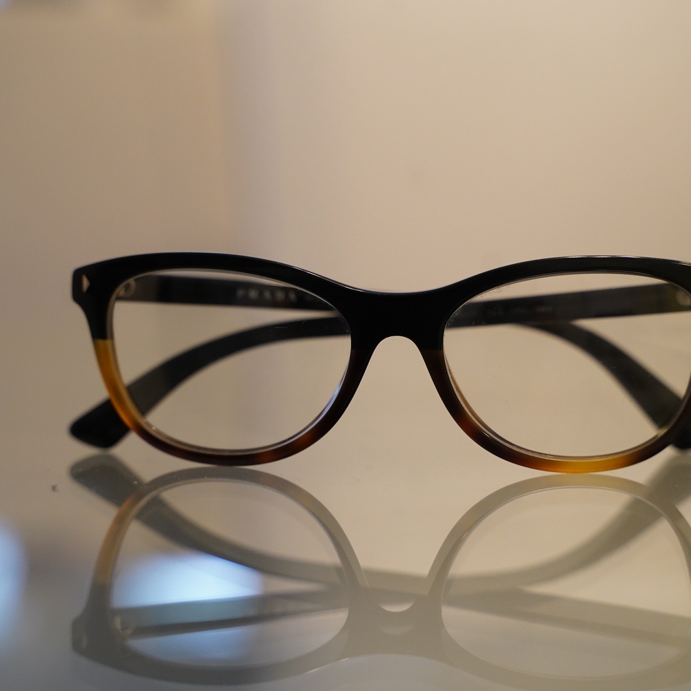 Prada Black and Brown Eyeglasses, No Prescription